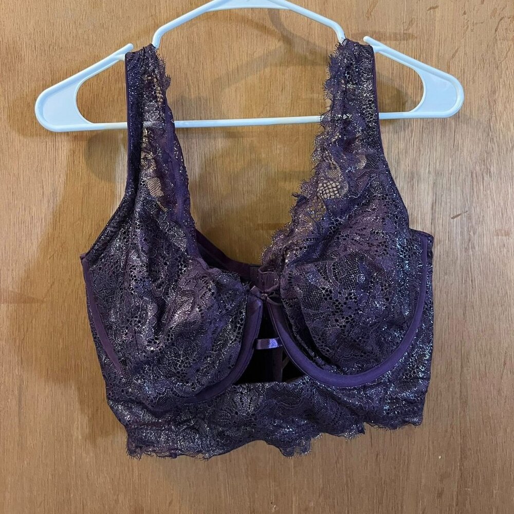 Size 38G - Cacique - Lacy Dark Purple and Sparkly Bra